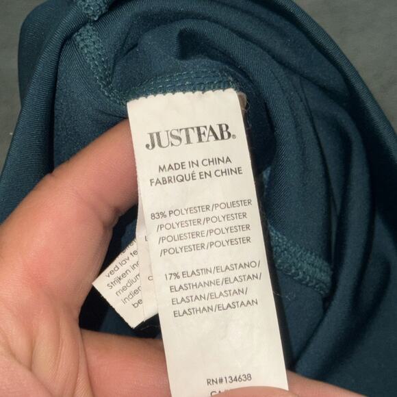 JustFab Flare Leggings Women's XXL Teal White Side Stripe Pull On Activewear - Picture 5 of 7